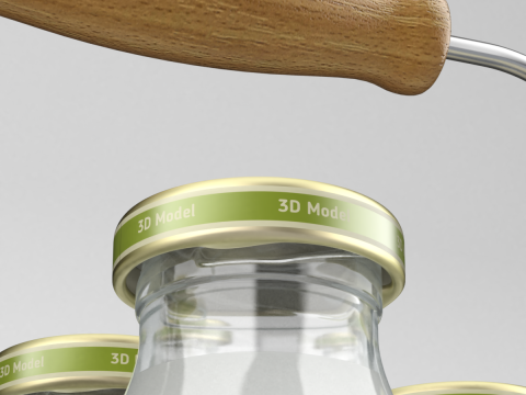 Milk Bottles in Wire Basket 3D 模型