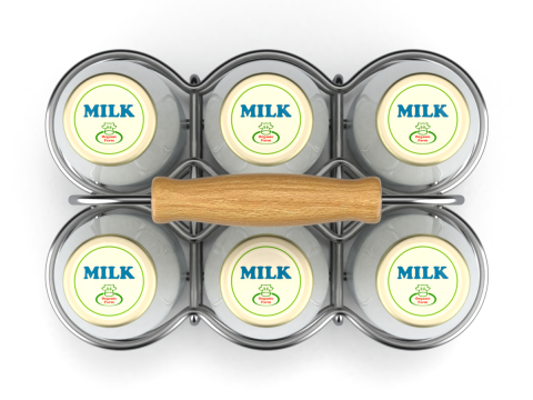 Milk Bottles in Wire Basket 3D 模型