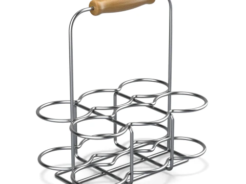 Milk Bottles in Wire Basket 3D Model