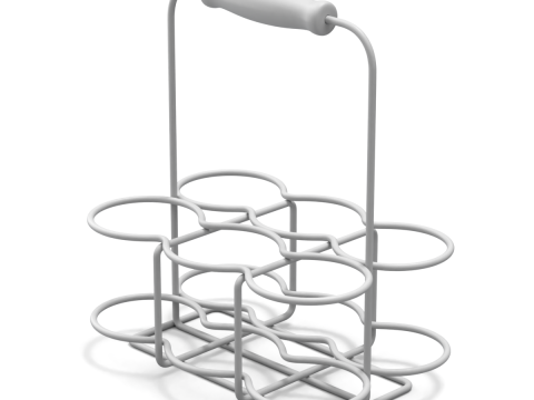Milk Bottles in Wire Basket 3D 模型