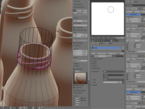 Milk Bottles in Wire Basket 3D Model