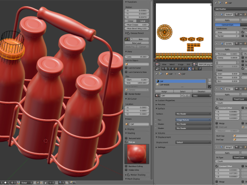 Milk Bottles in Wire Basket 3D 模型