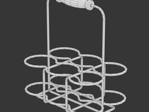 Milk Bottles in Wire Basket 3D 模型