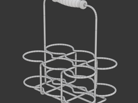 Milk Bottles in Wire Basket 3D 模型