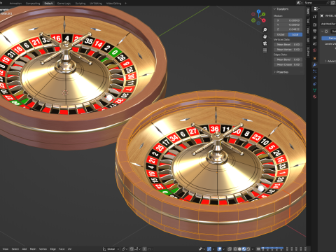 American and European Roulette Wheel 3D Model