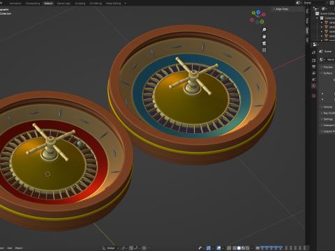 American and European Roulette Wheel 3D Model