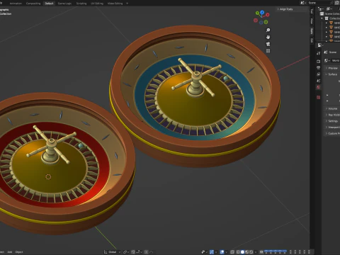 American and European Roulette Wheel 3D Model