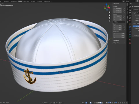 선원 모자 3D 모델