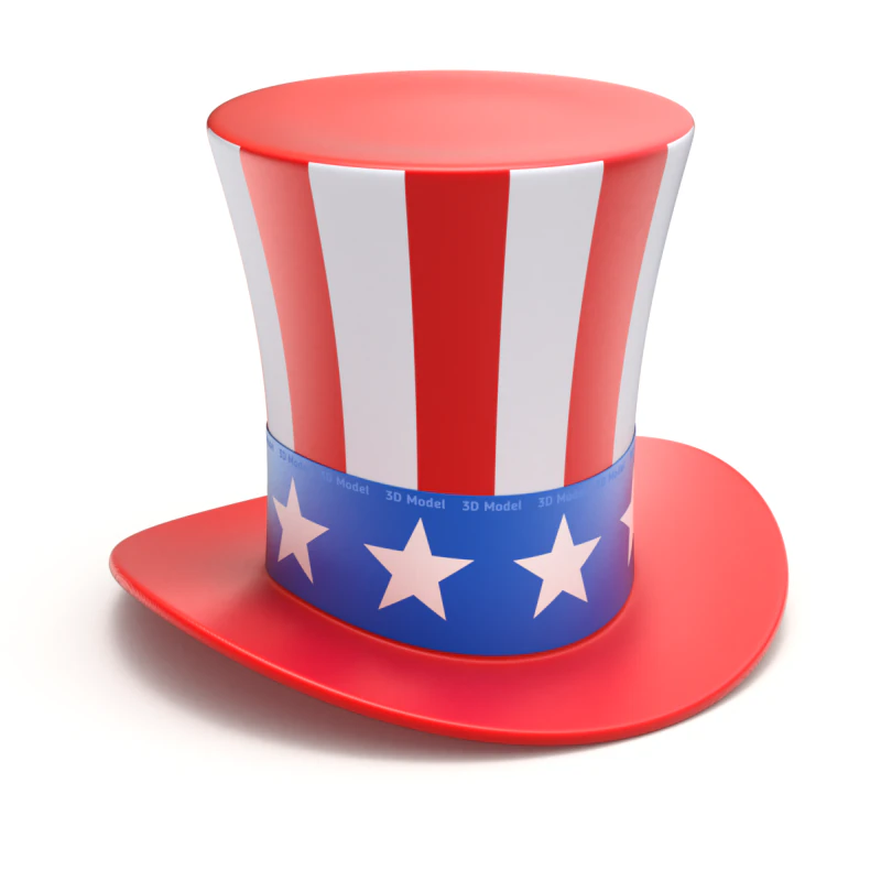Uncle Sam Hat 3D Model .c4d .max .obj .3ds .fbx .stl .blend 