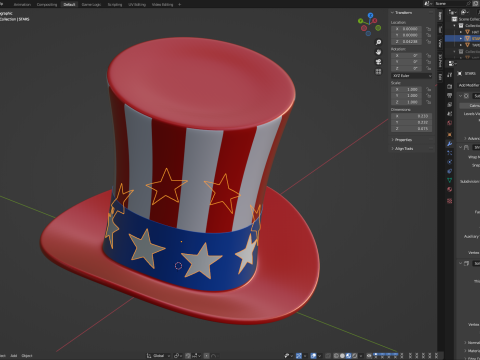 Uncle Sam Hat 3D 模型