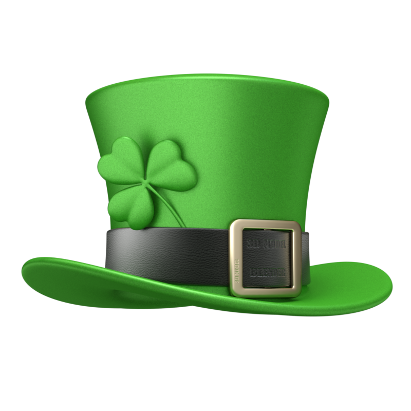 St Patricks Day Hat with Clover 3D मॉडल .c4d .max .obj .3ds .fbx .stl .blend 