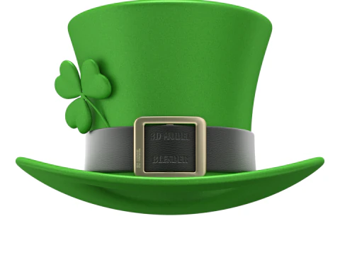 St Patricks Day Hat with Clover 3D Model