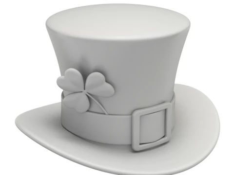St Patricks Day Hat with Clover 3D Model