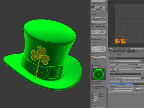 St Patricks Day Hat with Clover 3D Model