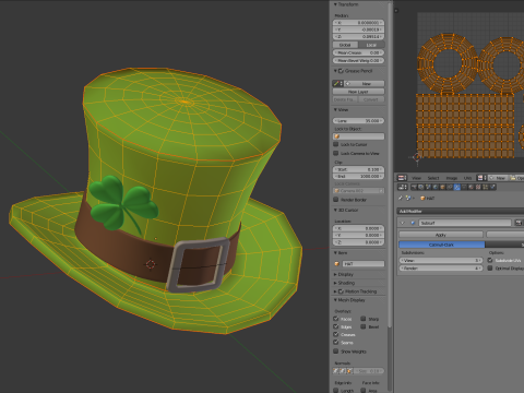 St Patricks Day Hat with Clover 3D मॉडल