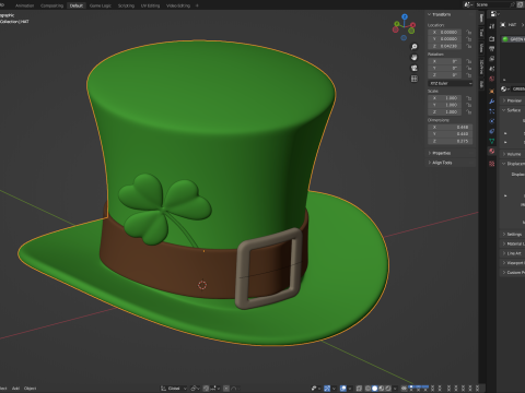 St Patricks Day Hat with Clover 3D मॉडल
