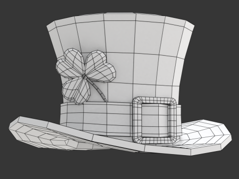 St Patricks Day Hat with Clover 3D मॉडल
