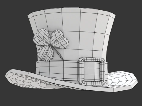 St Patricks Day Hat with Clover 3D Model