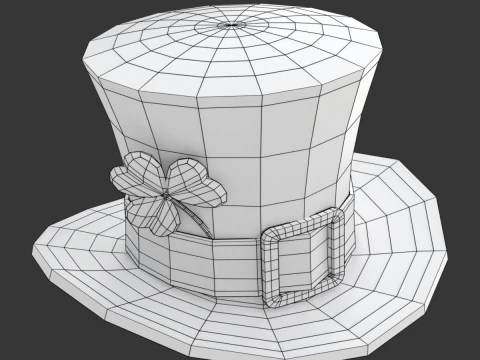 St Patricks Day Hat with Clover 3D Model