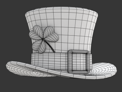 St Patricks Day Hat with Clover 3D मॉडल