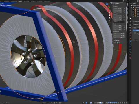 Penyimpanan Roda Ban Cadangan dan Penutup Tas Jinjing Model 3D