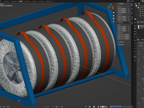 Penyimpanan Roda Ban Cadangan dan Penutup Tas Jinjing Model 3D