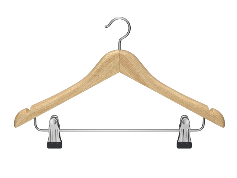 Wooden Clothes Hanger with Clips 3D 模型 .c4d .max .obj .3ds .fbx .stl .blend 