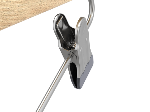Wooden Clothes Hanger with Clips 3D 模型