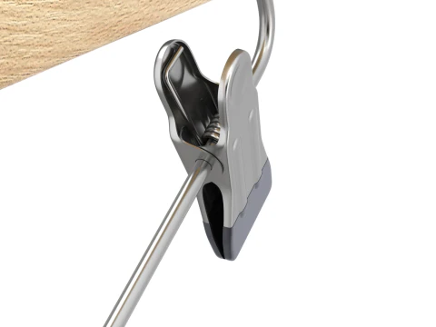 Wooden Clothes Hanger with Clips 3D Model