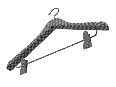 Wooden Clothes Hanger with Clips 3D 模型