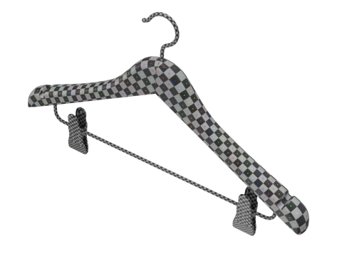 Wooden Clothes Hanger with Clips 3D Model