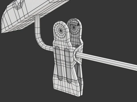 Wooden Clothes Hanger with Clips 3D Model