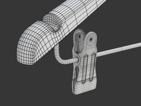 Wooden Clothes Hanger with Clips 3D 模型