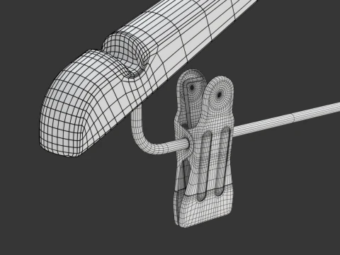 Wooden Clothes Hanger with Clips 3D Model
