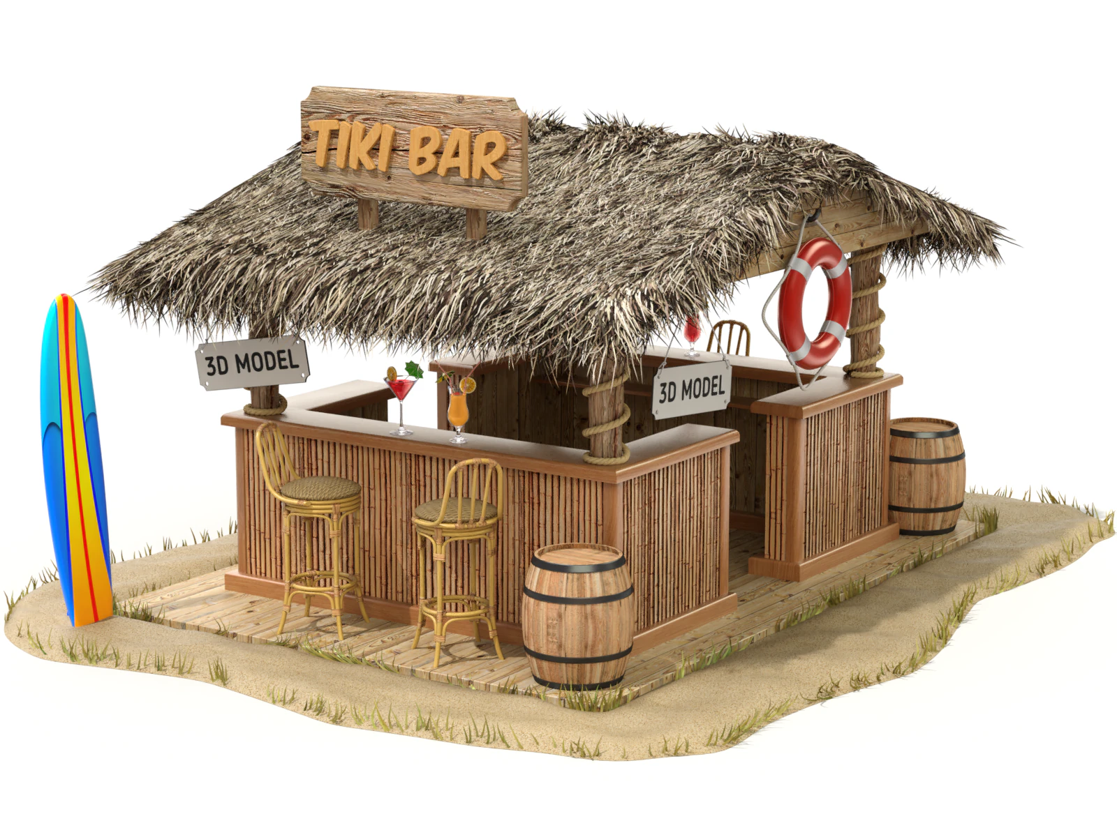 Bar de plage Modèle 3D .c4d .max .obj .3ds .fbx .stl .blend 