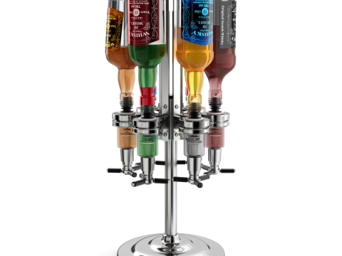 Liquor Dispenser with Bottles 3D Model