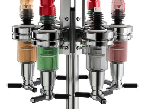 Liquor Dispenser with Bottles 3D Model