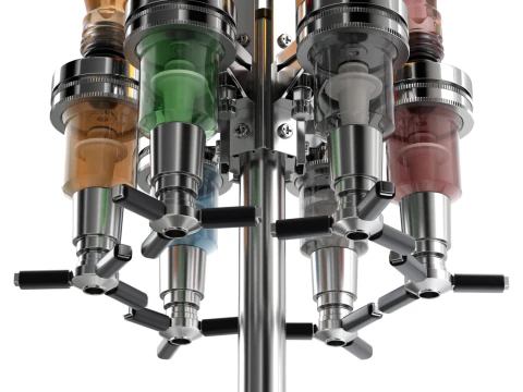Liquor Dispenser with Bottles 3D Model