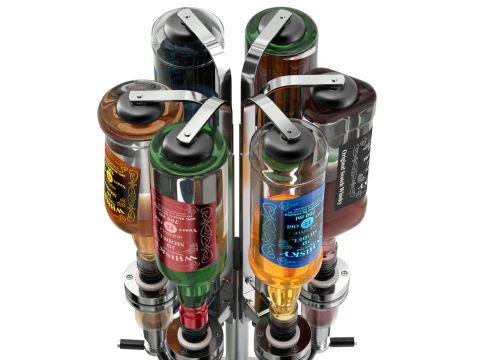 Liquor Dispenser with Bottles 3D Model