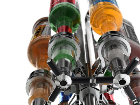 Liquor Dispenser with Bottles 3D Model