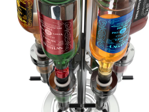 Liquor Dispenser with Bottles 3D Model