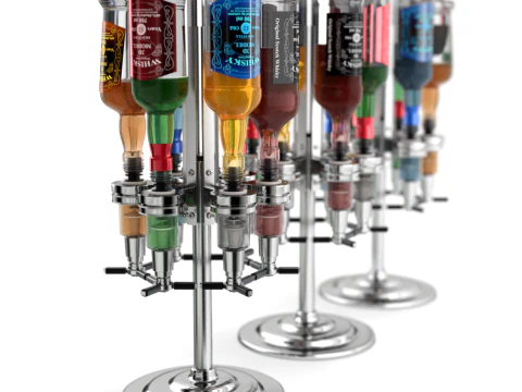 Liquor Dispenser with Bottles 3D Model