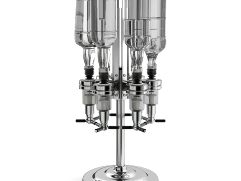 Liquor Dispenser with Bottles 3D Model