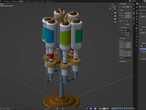 Liquor Dispenser with Bottles 3D Model