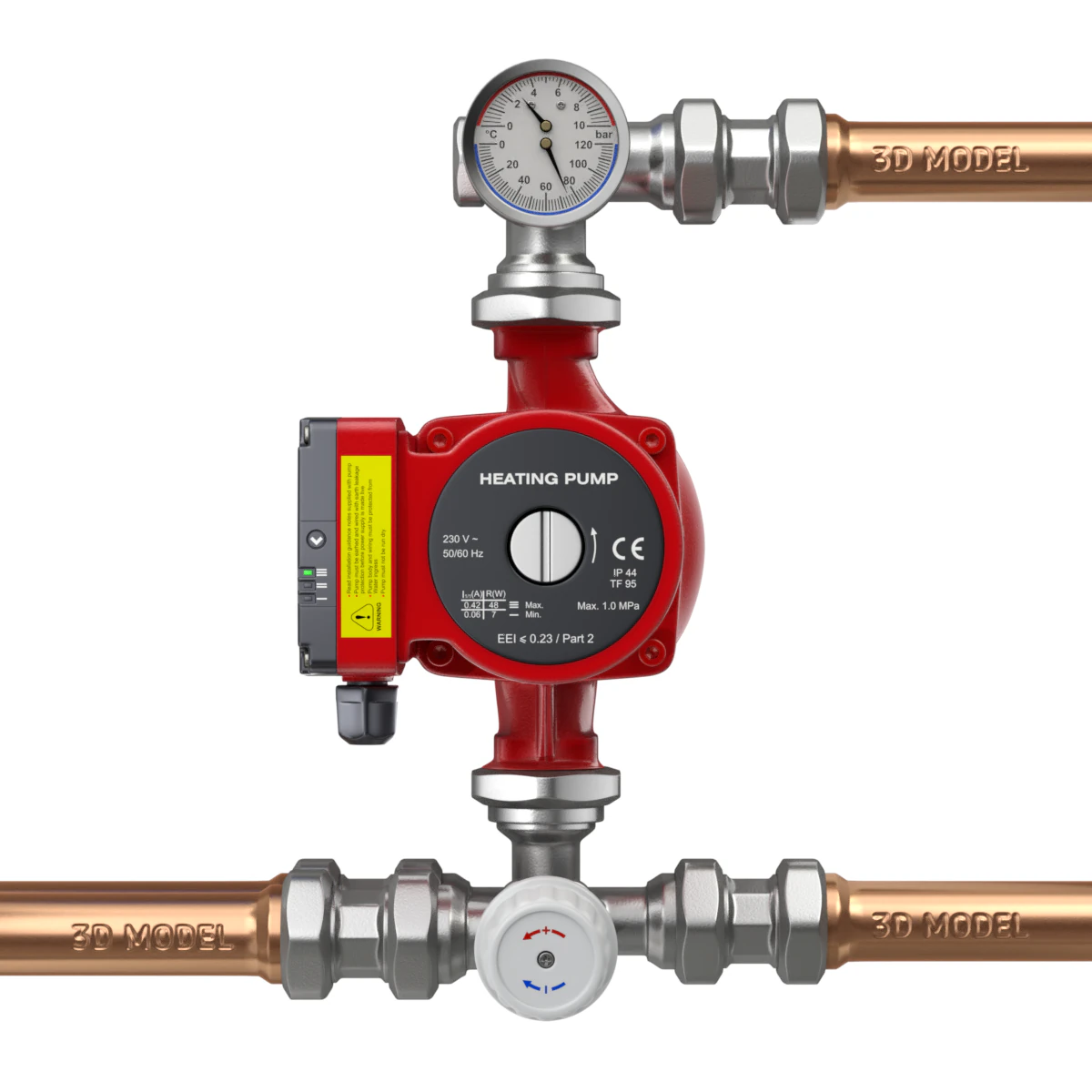Bomba de &aacute;gua de aquecimento com acess&oacute;rios Modelo 3D .c4d .max .obj .3ds .fbx .stl .blend 