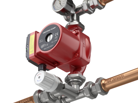 Heating Water Pump with Fittings Modèle 3D