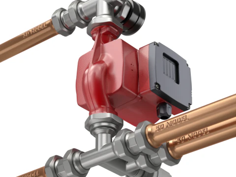 Bomba de &aacute;gua de aquecimento com acess&oacute;rios Modelo 3D