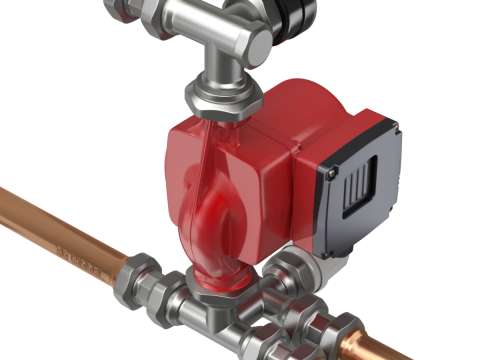 Heating Water Pump with Fittings Modèle 3D