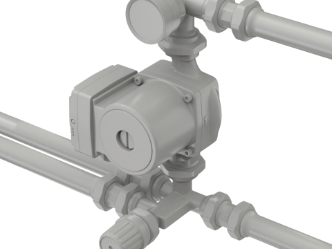 Heating Water Pump with Fittings Modèle 3D