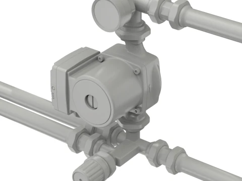 Bomba de &aacute;gua de aquecimento com acess&oacute;rios Modelo 3D